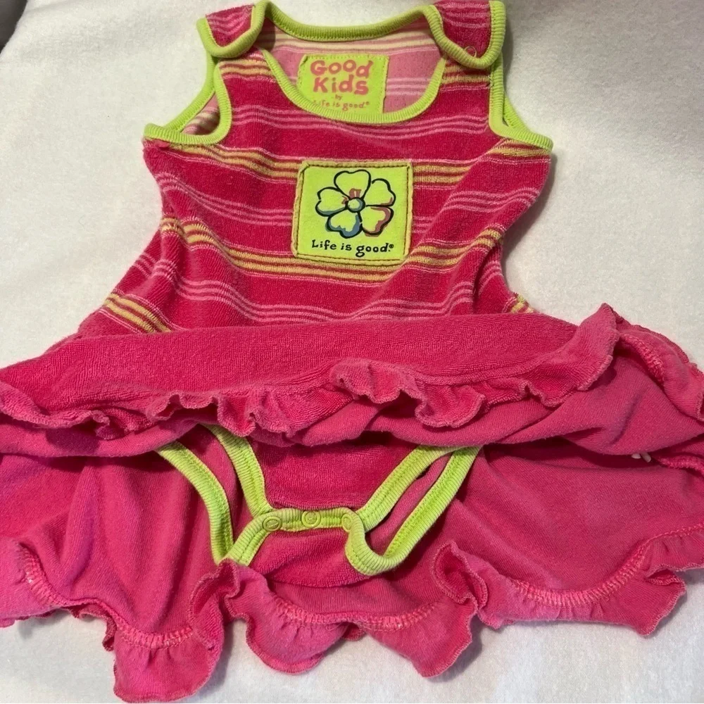 Life is Good Infant Girl Terry Cloth Romper/Swim Suit Coverup. Size 6-12 Months